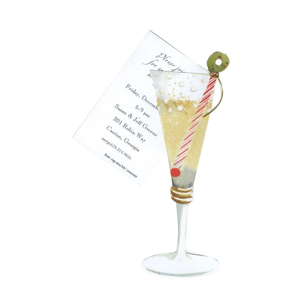 Holiday Champagne With Ribbon and Tag Invitation Cards (Set Of 60)