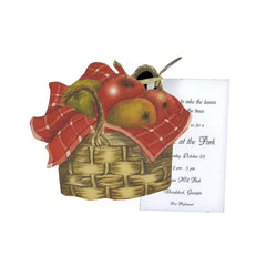 Basket of Apples With Ribbon and Tag Invitation Cards (Set Of 60)