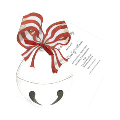 Silver Bell With Ribbon and Tag Invitation Cards With Glitter (Set Of 60)