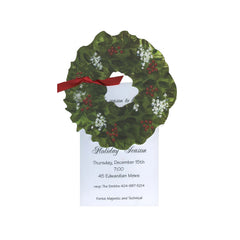 Christmas Wreath With Ribbon and Tag Invitation Cards (Set Of 60)