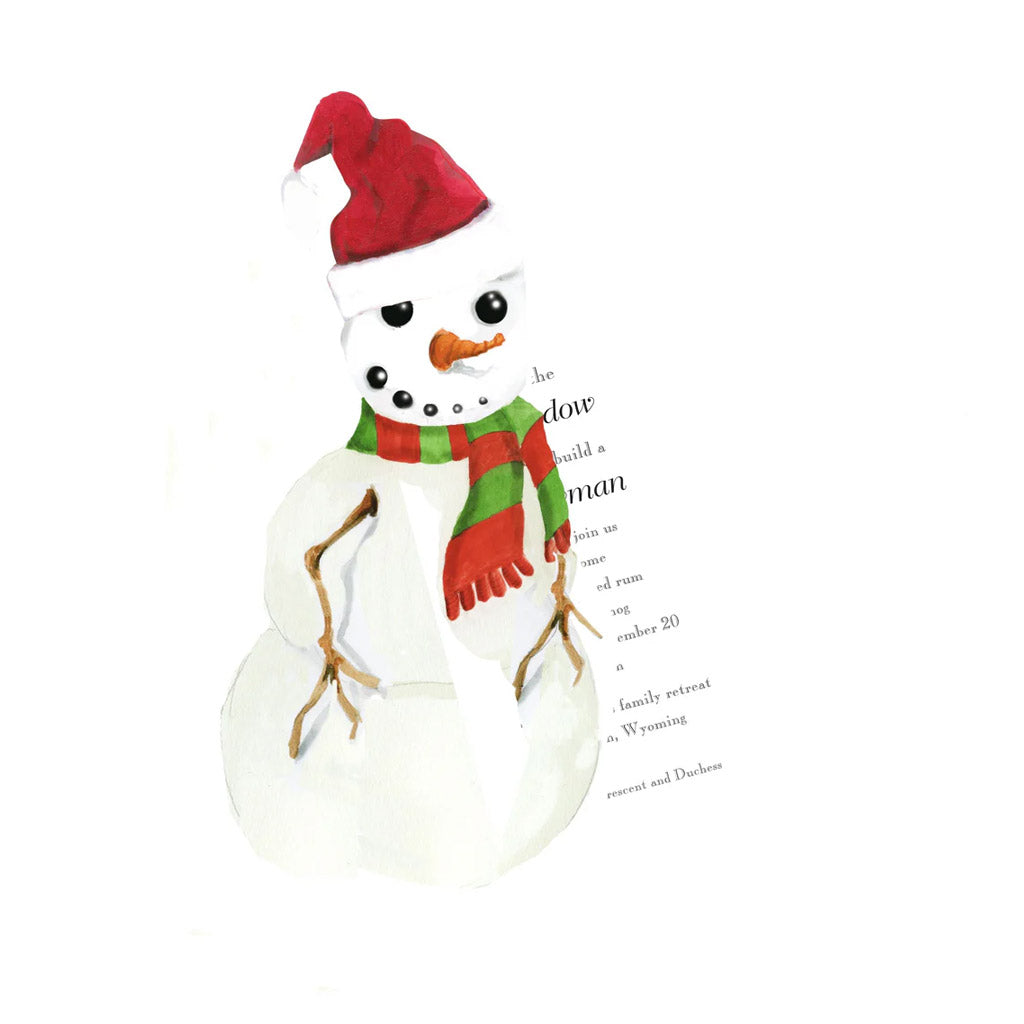 Snowman With Santa Hat With Ribbon and Tag Invitation Cards (Set Of 60)