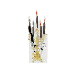 Spooky Candelabra With Ribbon and Tag Invitation Cards With Glitter (Set Of 60)