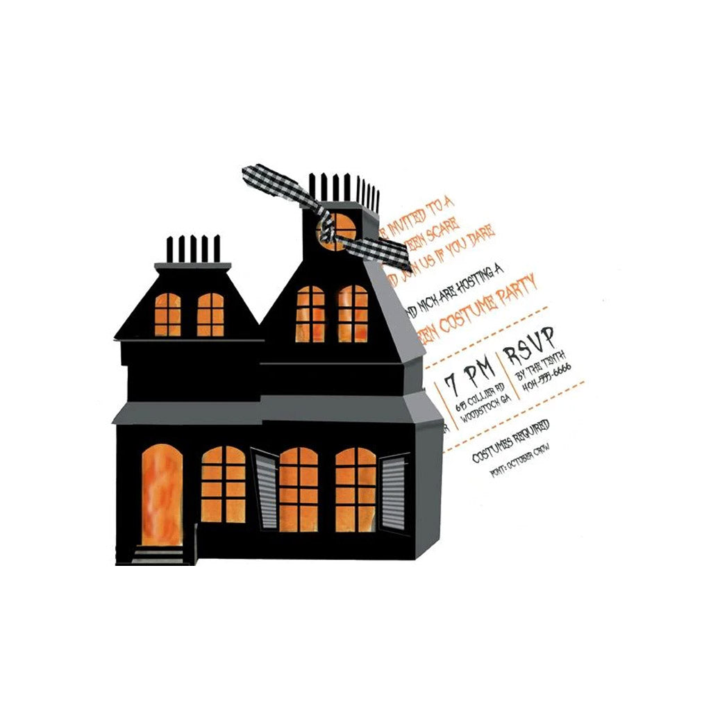 Haunted House With Ribbon and Tag Invitation Cards (Set Of 60)