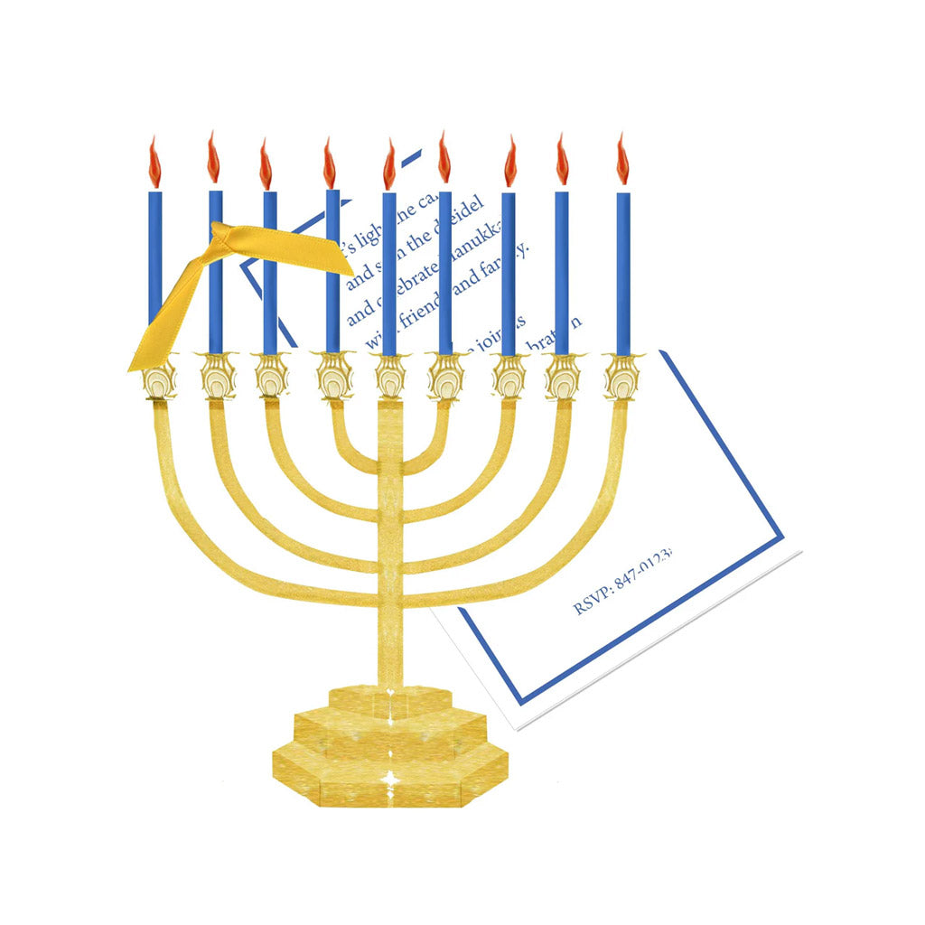 Menorah With Ribbon and Tag Invitation Cards (Set Of 60)