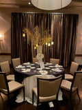 Elegant Gold Branch Centerpiece with Glass Vase, Pearls, and Candlelight Rental