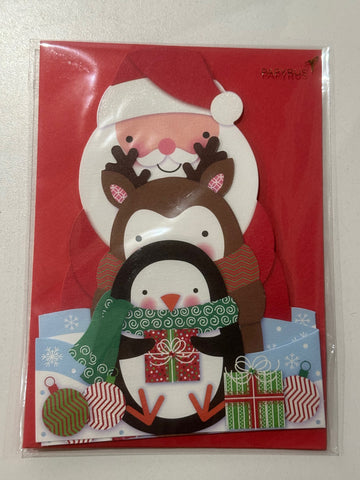 Santa, Reindeer, Penguin Christmas Greeting Card (Limited Quantities)