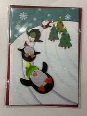 Sliding Penguins Christmas Greeting Card (Limited Quantities)
