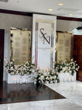 Six-Piece Seating Chart Display: Three Vertical Panels and Three Pedestals/Stages