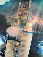 Fairytale Castle Cinderella Carriage Centerpiece with Glittered Flowers Rental