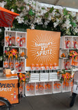 Crate Backdrop w/Custom sign, 4 floral arrangements, 4 orange mini arrangements