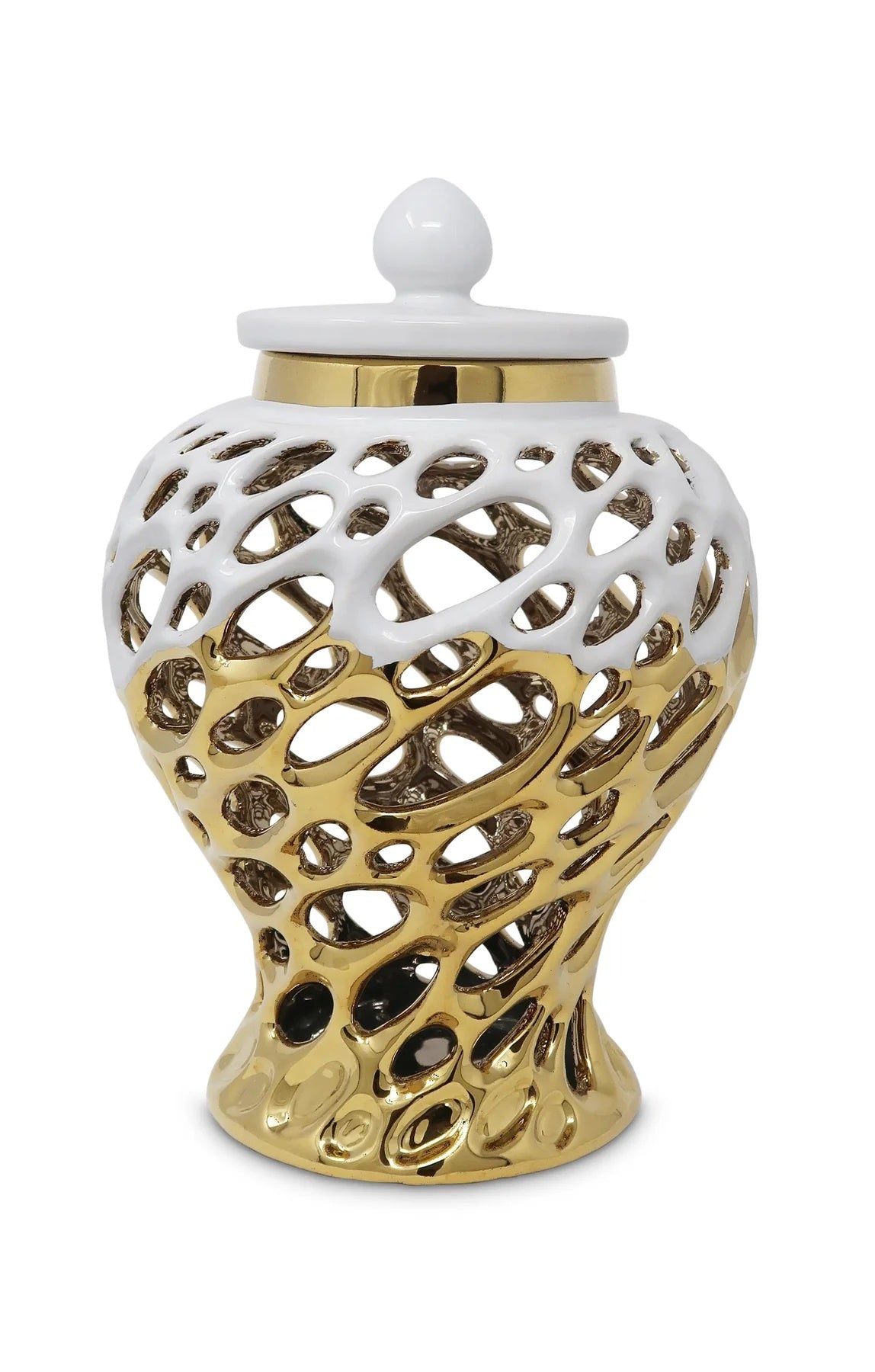 Gold and White Design Ginger Jar