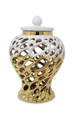 Gold and White Design Ginger Jar