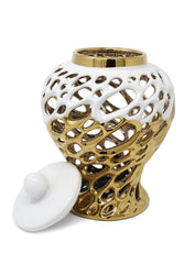 Gold and White Design Ginger Jar