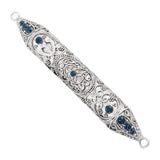 Silver 6" Mezuzah with Sapphire Crystals