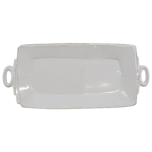 Lastra Handled Rectangular Platter, Light Gray
