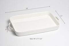 Le Blanc Rectangular Tray with Handles