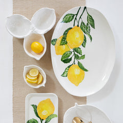 Limoni White Figural Lemon Three-part Server