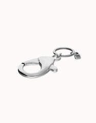 Keychain Of Metal Alloy Plated Sterling Silver With A Big Carabiner Detail