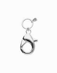 Keychain Of Metal Alloy Plated Sterling Silver With A Big Carabiner Detail