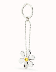 Flower Keyring With Yellow Faceted Crystal