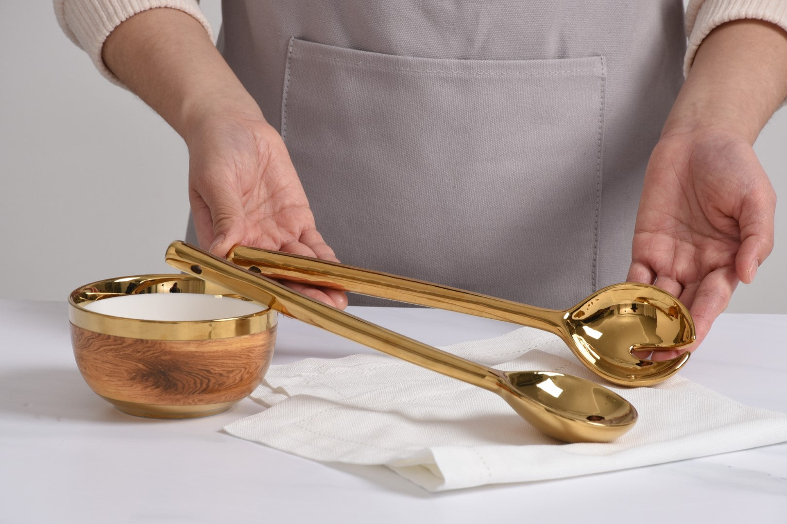 Madera Salad Servers - Gold