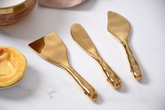 Madera Cheese Knives Set of 3 - Gold