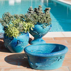 Mediterranea Blue Oval Planter