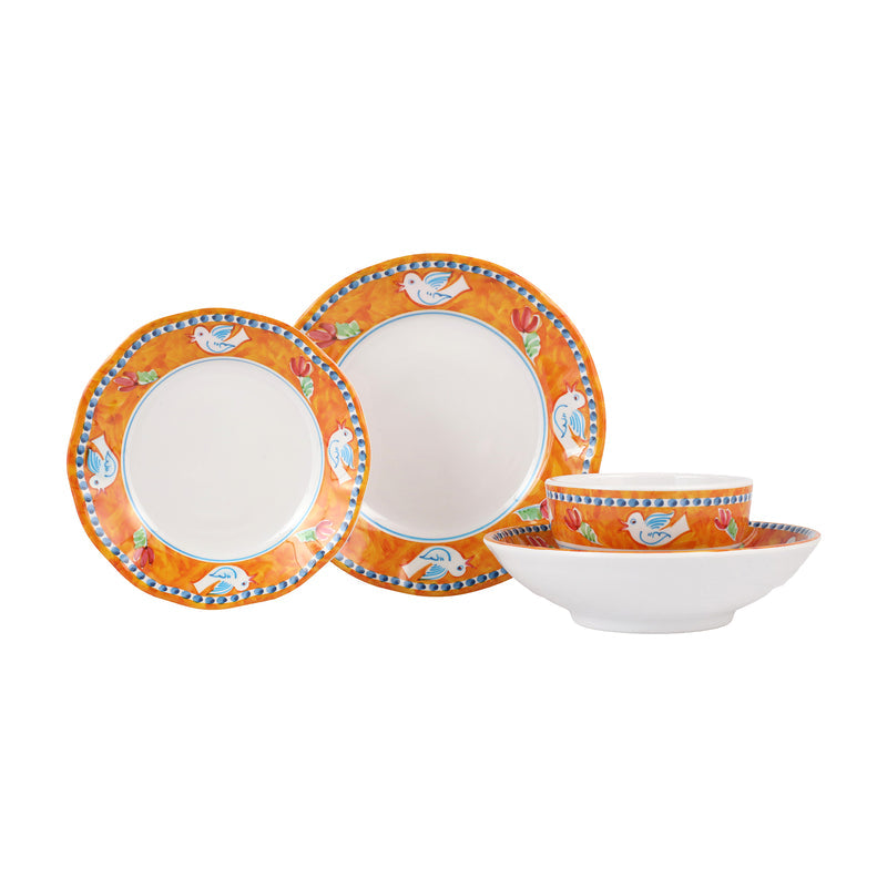 Melamine Campagna Uccello Four-piece Place Setting