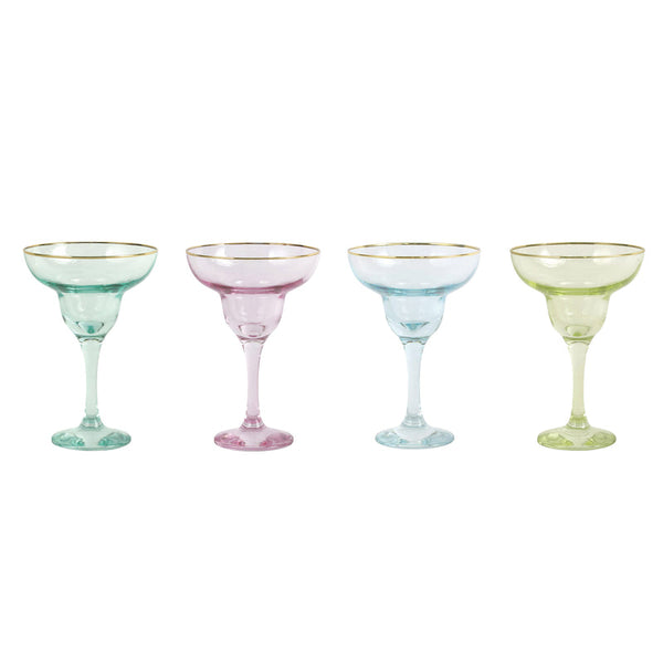 Rainbow Assorted Margarita Glasses - Set Of 4