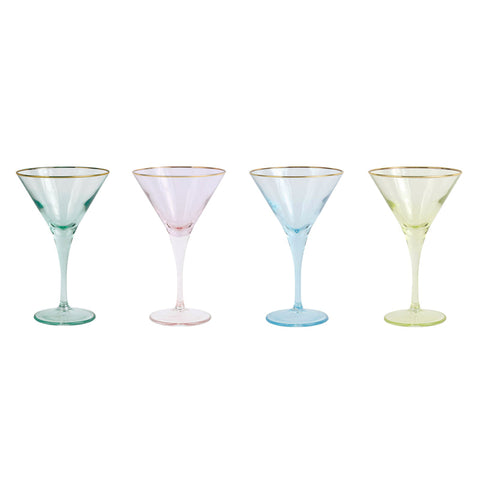 Rainbow Assorted Martini Glasses - Set Of 4