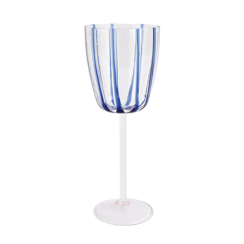 Nuovo Stripe Blue Wine Glass