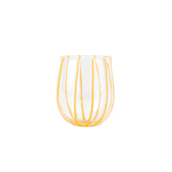 Nuovo Stripe Yellow Stemless Wine Glass