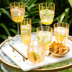Nuovo Stripe Orange Stemless Wine Glass