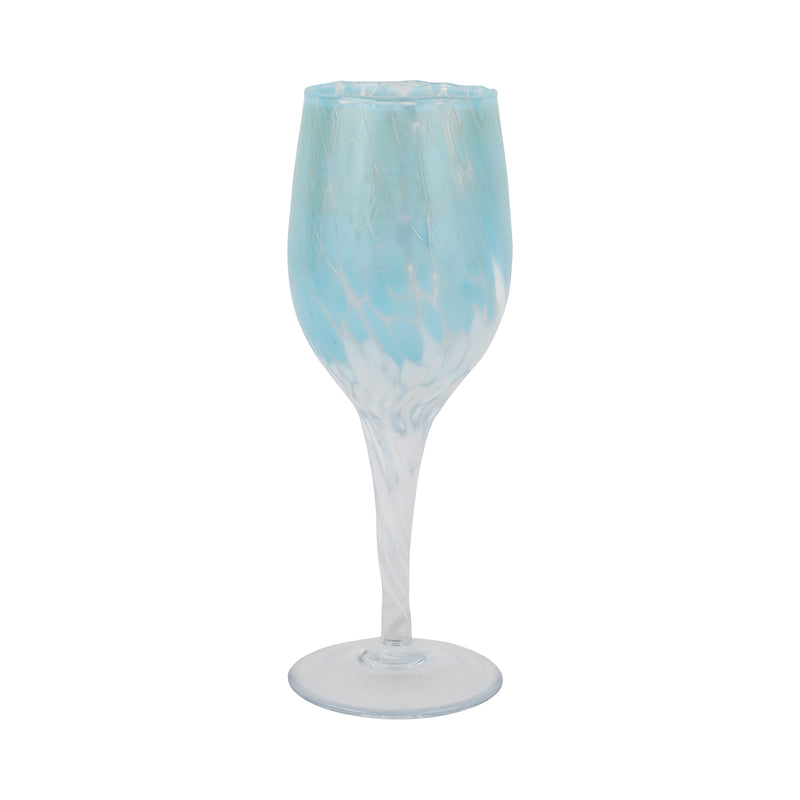 Nuvola Light Blue And White Wine Glass