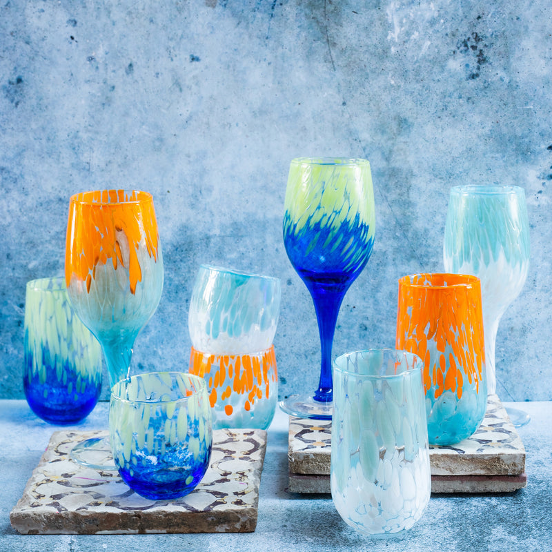 Nuvola Light Blue And White Wine Glass