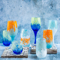 Nuvola Light Blue And White Wine Glass