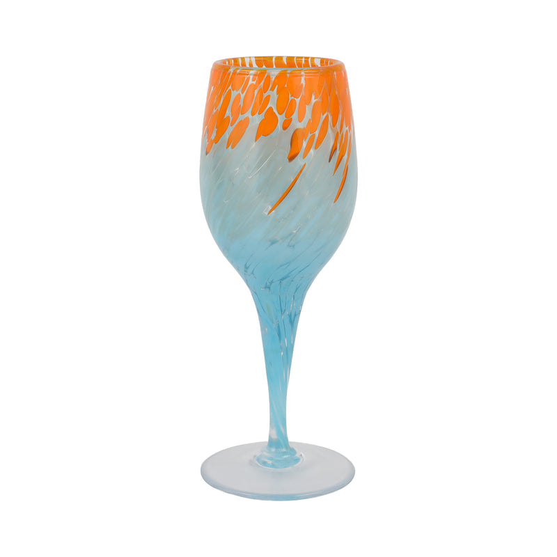 Nuvola Orange And Light Blue Wine Glass