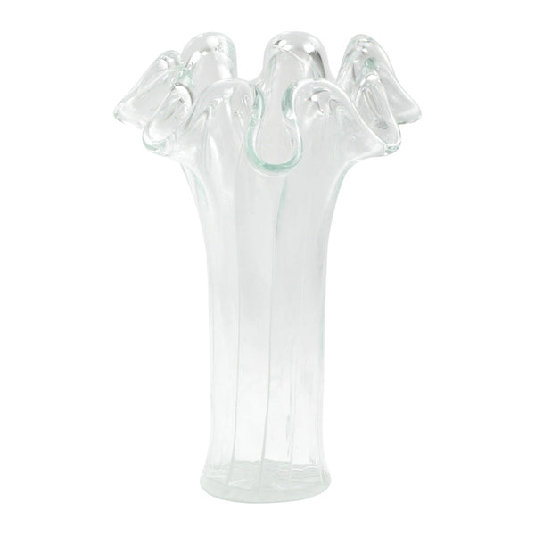 Onda Glass Clear With White Lines Tall Vase