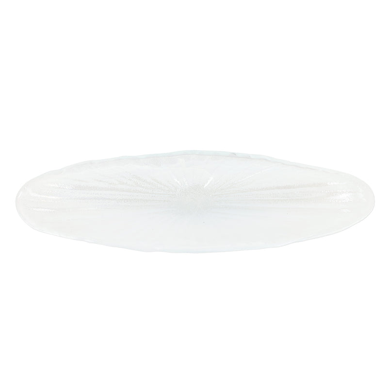 Onda Glass White Long Oval Bowl