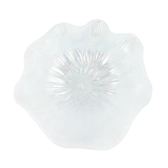 Onda Glass White Ruffled Round Bowl