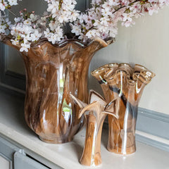 Onda Glass Tortoiseshell Twisted Flower Vase