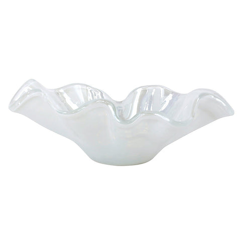 Onda Glass Large Bowl, White