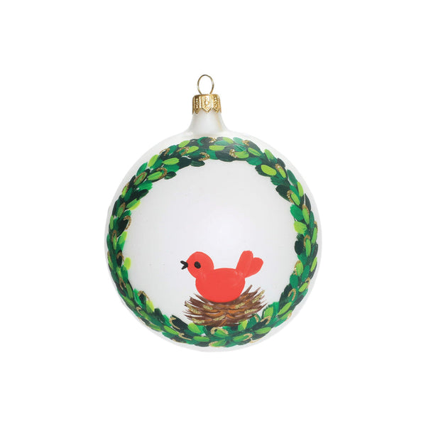 Ornaments Wreath W/ Red Bird Ornament
