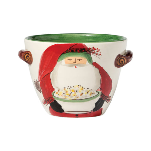 Old St. Nick Handled Deep Serving Bowl With Popcorn