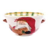 Old St. Nick Handled Medium Bowl With Santa Reading