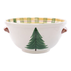 Old St. Nick Handled Medium Bowl With Santa Reading