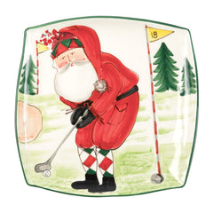 Old St. Nick Square Platter - Golfing