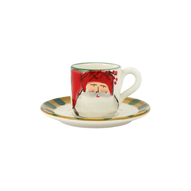 Old St. Nick Espresso Cup & Saucer - Red Hat