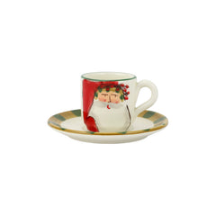 Old St. Nick Espresso Cup & Saucer - Stripe Hat