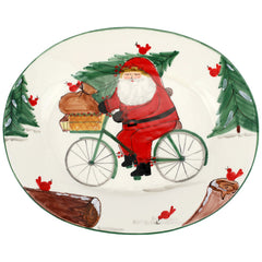 Old St. Nick Large Oval Platter W/ Bicycle